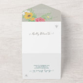 Waterverf bloemen Groen Glitter Weddenschap RSVP All In One Uitnodiging (Buitenkant)