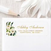 Waterverf Bloemen Groen Goud Adres Etiket (Insitu)