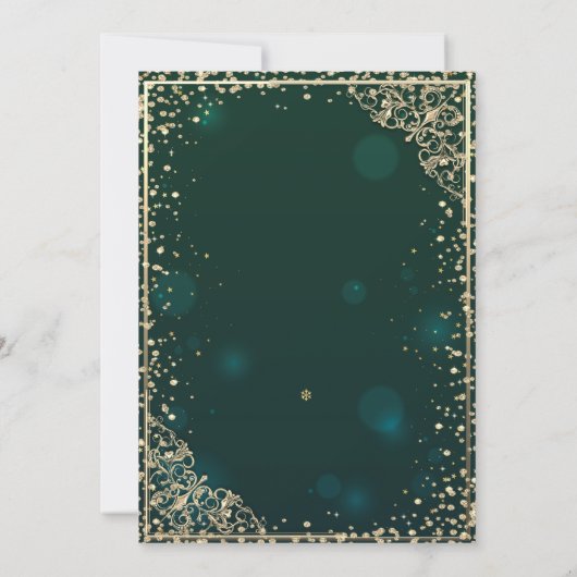 Waterverf Bloemen Groen Goud Tiara, Quinceañera Kaart (Achterkant)