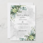 Waterverf Bloemen Groen Romantisch Verfijnd Save The Date (Voorkant)