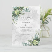 Waterverf Bloemen Groen Romantisch Verfijnd Save The Date (Staand voorkant)