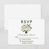 Waterverf Bloemen Groen Wit Boeket Bruiloft RSVP (Voorkant / Achterkant)