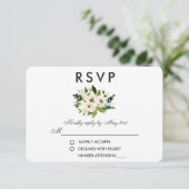 Waterverf Bloemen Groen Wit Bruiloft RSVP (Staand voorkant)