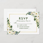 Waterverf Bloemen Groen Wit Bruiloft RSVP GS (Voorkant / Achterkant)