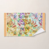 Waterverf bloemen groot met sierstrip bad handdoek (Handdoek)