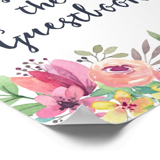 Waterverf Bloemen Guestbook Bord Poster (Hoek)