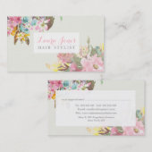 Waterverf Bloemen Haar Stylist Afspraakkaarten Afsprakenkaartje (Voorkant / Achterkant)