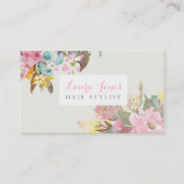Waterverf Bloemen Haar Stylist Afspraakkaarten Afsprakenkaartje (Voorkant)