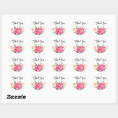 Waterverf Bloemen Hand Lettered Dank u Ronde Sticker (Vel)