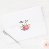 Waterverf Bloemen Hand Lettered Dank u Ronde Sticker (Envelop)