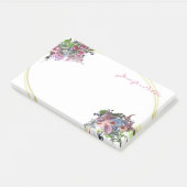 Waterverf Bloemen Hand Script Goud Lijst Sjabloon Post-it® Notes (Schuin)