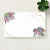 Waterverf Bloemen Hand Script Goud Lijst Sjabloon Post-it® Notes (Kantoor)