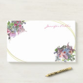 Waterverf Bloemen Hand Script Goud Lijst Sjabloon Post-it® Notes (Op bureau)