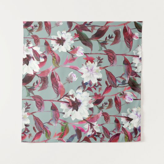 Waterverf Bloemen: Handgetekende bloemen. Wandkleed (Voorkant (horizontaal))