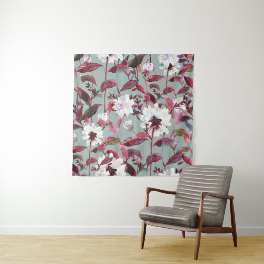 Waterverf Bloemen: Handgetekende bloemen. Wandkleed (In situ)