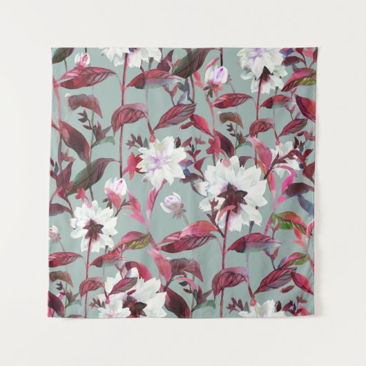 Waterverf Bloemen: Handgetekende bloemen. Wandkleed (Voorkant)