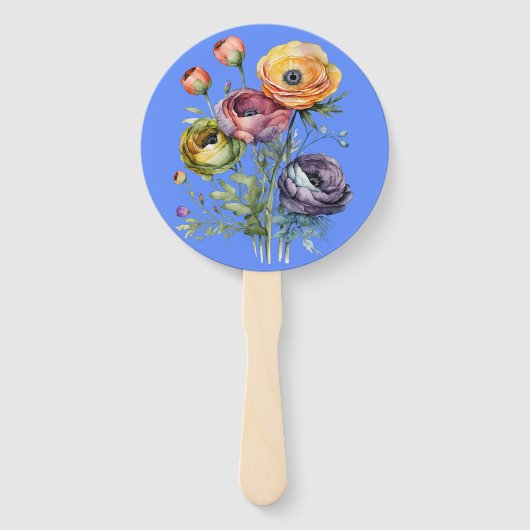 waterverf bloemen handwaaier (Voorkant)