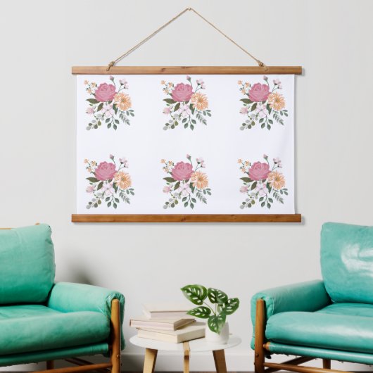 Waterverf bloemen hangend wandkleed (Woonkamer)