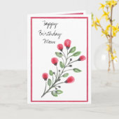 Waterverf bloemen Happy Birthday Mam Kaart (Gele Bloem)