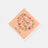 Waterverf Bloemen Hart Krans bruiloft | peach Servet (Hoek)