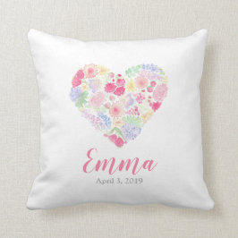 Waterverf Bloemen Hart Kussen