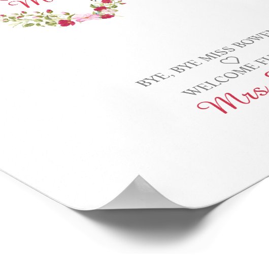 Waterverf bloemen hart met bladeren in roze en roo poster (Hoek)