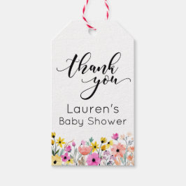 Waterverf bloemen Hartelijk dank Cadeaulabel