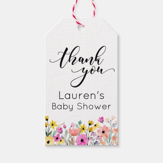 Waterverf bloemen Hartelijk dank Cadeaulabel (Voorkant)