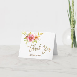 Waterverf bloemen Hartelijk dank voor goudolie Bedankkaart