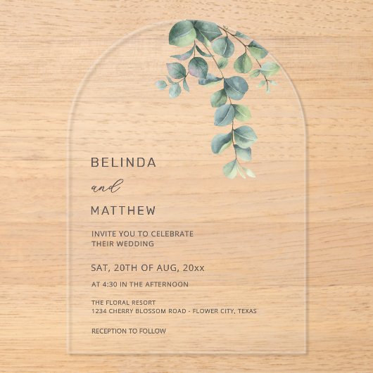 Waterverf Bloemen Heldere Boog Acryl Uitnodigingen (Voorkant)