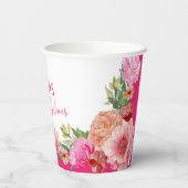 Waterverf Bloemen Helderroze vrijgezellenfeesten t Papieren Bekers (Achterkant)
