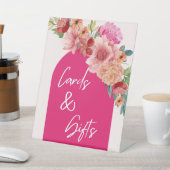 Waterverf Bloemen Helderroze vrijgezellenfeesten t Reclamebord Met Voetstuk (Insitu)