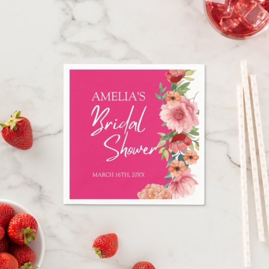 Waterverf Bloemen Helderroze vrijgezellenfeesten t Servet (Insitu)