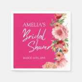 Waterverf Bloemen Helderroze vrijgezellenfeesten t Servet (Voorkant)