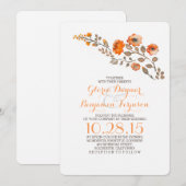 Waterverf Bloemen - herfst huwelijksuitnodiging Kaart (Voorkant / Achterkant)