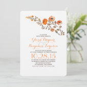 Waterverf Bloemen - herfst huwelijksuitnodiging Kaart (Staand voorkant)