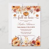 Waterverf Bloemen Herfst In Liefde Pompoen Harten Kaart (Voorkant)