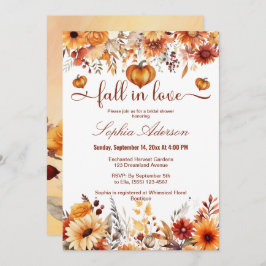 Waterverf Bloemen Herfst In Liefde Pompoen Harten Kaart