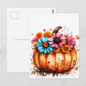 Waterverf Bloemen Herfst Pompoen Briefkaart (Voorkant / Achterkant)