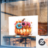 Waterverf Bloemen Herfst Pompoen Raamsticker (Cafe Raam)