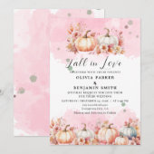 Waterverf Bloemen Herfst Roze Pompoen Herfst Bruil Kaart (Voorkant / Achterkant)