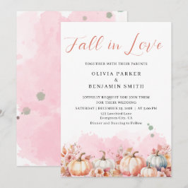 Waterverf Bloemen Herfst Roze Pompoen Herfst Bruil Kaart