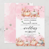 Waterverf Bloemen Herfst Roze Pompoen Herfst Bruil Kaart (Voorkant / Achterkant)