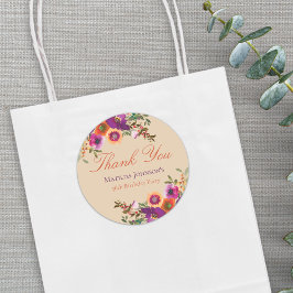 Waterverf Bloemen Herfst Verjaardag Dank u Ronde Sticker