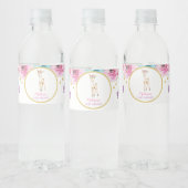 Waterverf Bloemen Herten Meisje Baby shower Waterfles Etiket (Flessen)