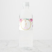 Waterverf Bloemen Herten Meisje Baby shower Waterfles Etiket (Voorkant)