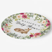 Waterverf Bloemen Herten Woodland baby shower Part Papieren Bordje (Gekanteld)