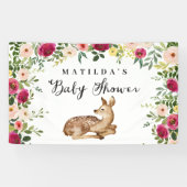 Waterverf Bloemen Herten Woodland baby shower Part Spandoek (Horizontaal)