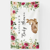Waterverf Bloemen Herten Woodland baby shower Part Spandoek (Verticaal)
