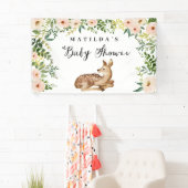 Waterverf Bloemen Herten Woodland baby shower Part Spandoek (Insitu)